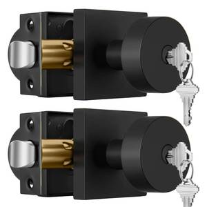 lot 17425 image: Crequal Keyed Entry Door Knobs Matte Black 2-Pack