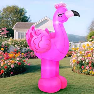 lot 17434 image: KOOY 6ft Inflatable Flamingo with LED Lights