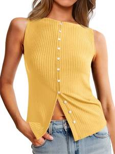 lot 18762 image: Tankaneo Womens Button Down Ribbed Tank Top
