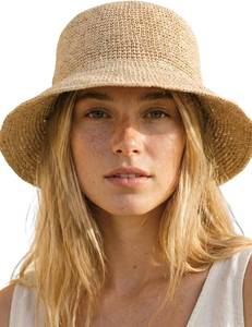 lot 18808 image: AMOFIA Raffia Straw Bucket Hat UPF 50
