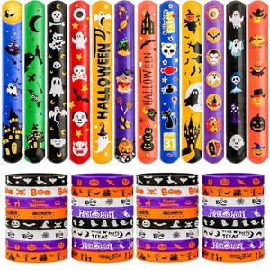 lot 18814 image: Garma 48Pcs Halloween Slap Bracelets & Rubber Wristbands