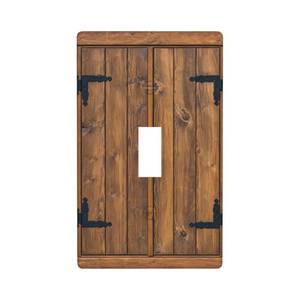 lot 18815 image: Giinly Faux Wood Single Toggle Light Switch Cover Plate