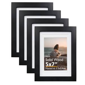 lot 18840 image: KINLINK 5x7 Picture Frame Black Solid Wood Set of 4
