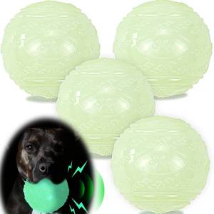 lot 19330 image: LECHONG 4-Pack 3.5 Glow Squeaky Dog Balls