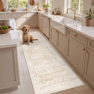 lot 19332 image: 2.5 x 8 Runner Rug, Vintage Floral, Beige