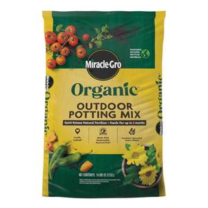 lot 19358 image: Miracle-Gro Organic Outdoor Potting Mix, 16 qt.