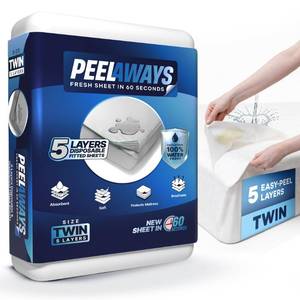 lot 19360 image: PeelAways Waterproof Disposable Fitted Bed Sheets Twin