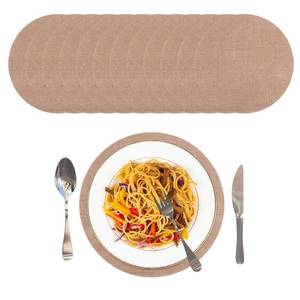 lot 20002 image: Lasuroa 12-Piece Natural Burlap Placemats, 11.8in Round
