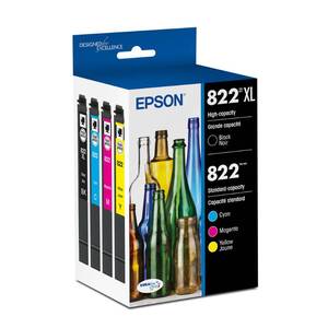 lot 20023 image: Epson T822XL Ink Cartridge Combo Pack Black & Color (MISSING BLACK CARTRIDGE)