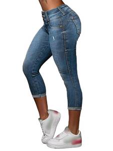 lot 20035 image: Flamingals Womens Mid Rise Skinny Capri Jeans Size S