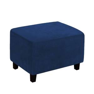 lot 20048 image: LiveGo Stretch Rectangle Velvet Ottoman Cover, Navy Blue Large