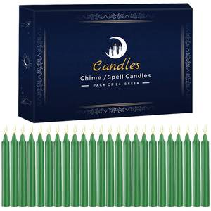 lot 20059 image: Thleunei Spell Chime Candles 24 Pack 4 Inch Green (Some Candles May Be Broken)