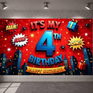 lot 20066 image: JoyframeAI Spider 4th Birthday Backdrop