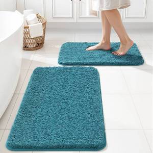 lot 1003 image: MIULEE Teal Bathroom Rugs Set 2 Piece 16x24