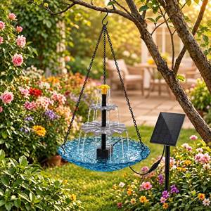 lot 1009 image: WesGen 3-Tier Solar Cascading Bird Bath Fountain
