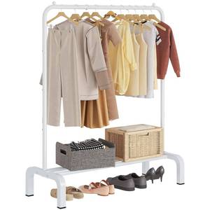 lot 1700 image: JIUYOTREE Steel Garment Rack with Shoe Storage