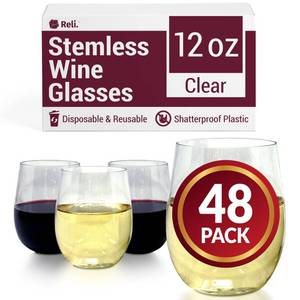 lot 1718 image: Reli. Disposable Wine Glasses 12oz Clear 48 Pack