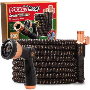 lot 1721 image: Pocket Hose Copper Bullet Expandable Garden Hose 100 FT