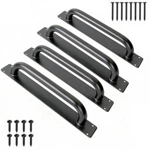 lot 1723 image: Purife 4 Pack 12 Inch Heavy Duty Steel Barn Door Handles Black