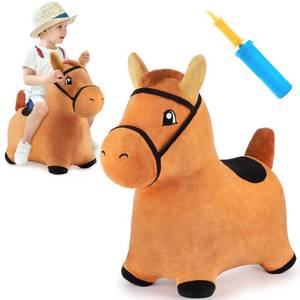 lot 1740 image: iPlay iLearn Bouncy Pals Brown Horse Hopper Toy