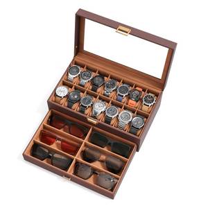 lot 1754 image: Sensok Watch Case Box 14-Slot with Eyeglasses Storage