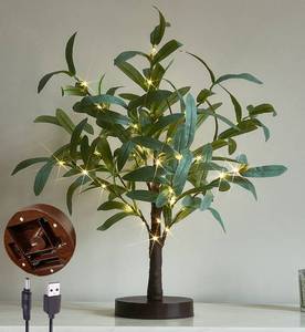 lot 1762 image: LITBLOOM Lighted Tabletop Olive Tree 18IN 50 LED