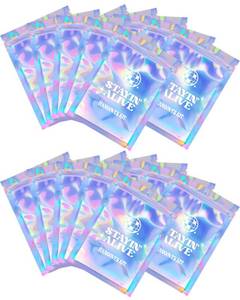 lot 2630 image: SILFGRLF Holographic Hangover Kit Bags, 20-Pc 5x7