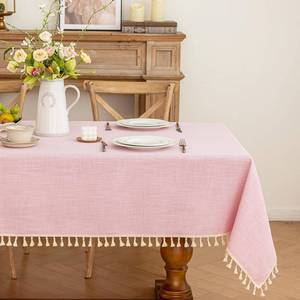 lot 2643 image: JIALE Textured Rectangle Tablecloth 55x75 Pink