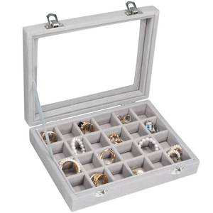lot 2649 image: Vicoter Velvet Jewelry Box 24 Grid Storage Organizer