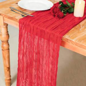 lot 2661 image: Snowkingdom Red Cheesecloth Table Runner 120 Inch