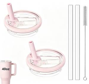 lot 2665 image: Rimoleur 40 oz Tumbler Flip Straw Lid Replacement 2-Pack