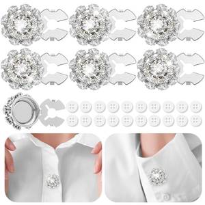 lot 2669 image: Solsew Rhinestone Button Covers, Silver Crystal Flower Clip-On