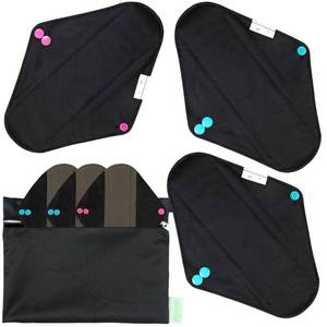 lot 2671 image: Wegreeco Charcoal Reusable Menstrual Pads - 6 Pack Medium