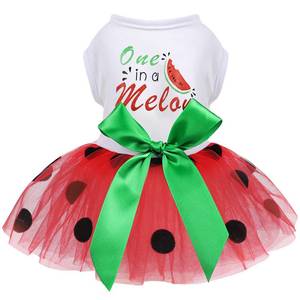 lot 2691 image: Kosiyi Small Dog Dress Watermelon Polka Dots X-Small