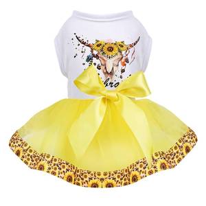 lot 2698 image: Kosiyi Sunflower Lace Dog Dress XS Yellow