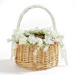 lot 2714 image: Duluvop Wedding Flower Girl Basket with Artificial Flowers