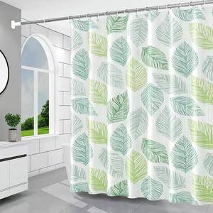 lot 2716 image: TIKABC Shower Curtain Liner, 72x72 Inch PEVA Banana Leaves