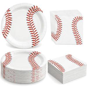 lot 2718 image: LINHAXM Baseball Plates and Napkins Set, 50 PCS