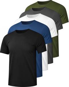 lot 2736 image: Kinglaman 5 Pack Mens Workout Gym Shirts Dry Fit - SIZE Medium