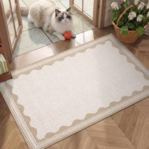 lot 2744 image: GarveeHome Scalloped Door Mat 2x3 Beige