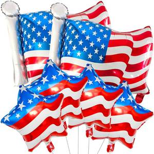 lot 6207 image: HTangparty Patriotic Balloon Set - 6pc Mylar Foil