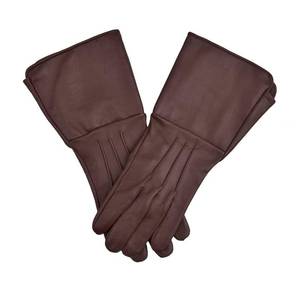 lot 6211 image: Sheep Leather Gauntlet Gloves Long Cuff Medium Brown