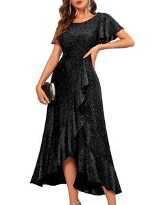 lot 6226 image: BeryLove Sequin Cocktail Gown Black 2XL  Retail $129.99
