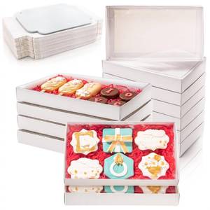 lot 9607 image: Tebery 50 Pack Cookies Boxes with Full Clear Window, 9 12in x 6in x 1 14in Pastry Bakery Box, Macaron Treat Packaging Boxes for Wedding, Party, Take Out Container for Chocolate, Donuts, Muffin, Dessert