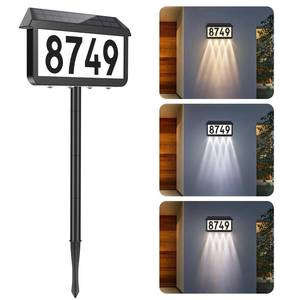 lot 9610 image: Brightever Solar Powered Address Signs, Solar House Numbers 3-Light Modes
