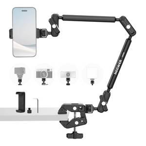 lot 9611 image: NEEWER Basics Magic Arm Table Stand, 55 cm Microphone Arm Overhead Mobile Phone Holder Desk with 14in 38in Threads for ARRI, for DSLR Action Cam Webcam Mic LED Light for Video Reinforcement, UA061