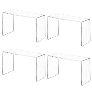 lot 9621 image: Aminigram 4 Pack Acrylic Display Shelf Riser, Clear Rack 9.2L x 3W x 5H in