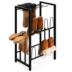 lot 9633 image: GADFISH Free Standing Shoe Racks, Vertical Boot Rack, Black Metal Boot Storage Organizer Tall Boots Organizer for Closet, Entryway, Shoe Rack for Boots, Sneakers, Fit 8 Pairs