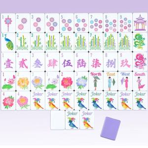 lot 9637 image: Arrowbash 160 Pcs American Mahjong Tile Set Only, White, Style A