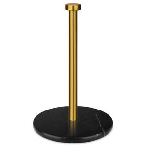 lot 9638 image: Paper Towel Holder Countertop, Brushed Gold, 7in Black Marble Base